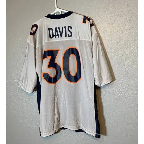 Reebok 30 Reversible Reebok Size 56 White Blue Orange Jersey Terrell Davis 4XL - Picture 1 of 6